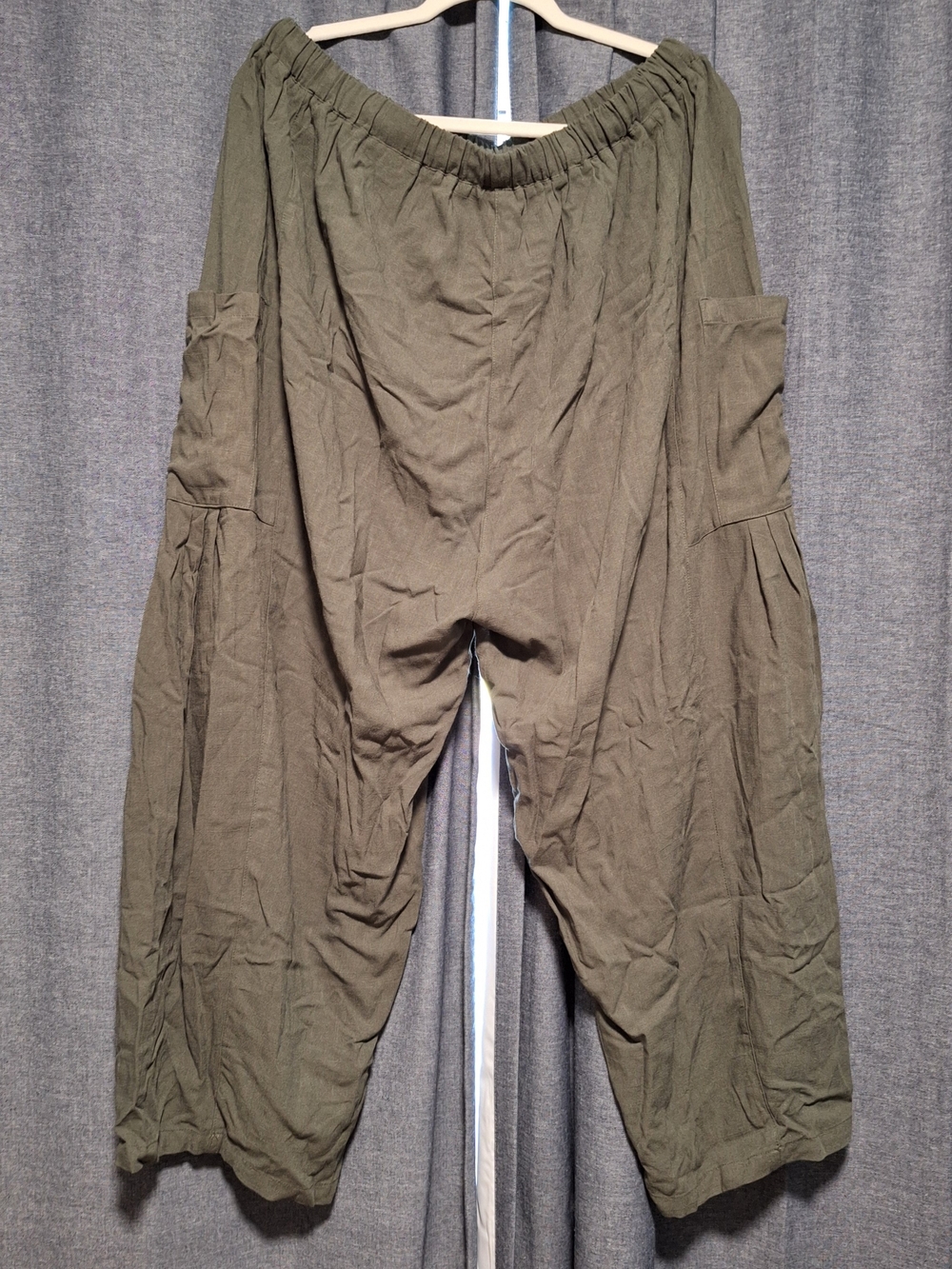 Women's Boho Olive Green Wide-Leg Drawstring Pants Size XL - Picture 5 of 11